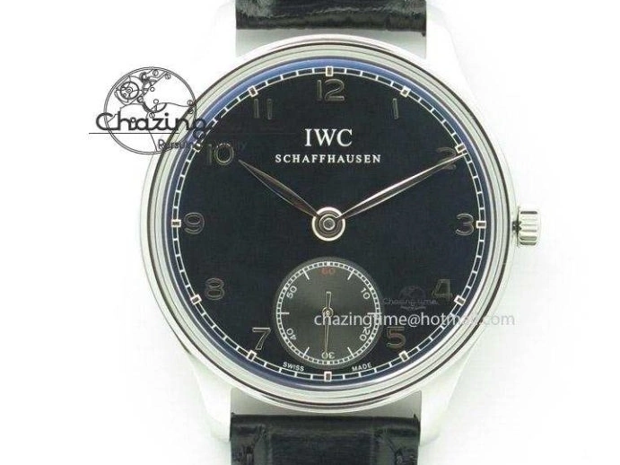 MIROTIME 1220 Portuguese Tourbillon IW5046 RG ZF Best Edition Gray Dial on Black Leather Strap SmoothTexture 7142